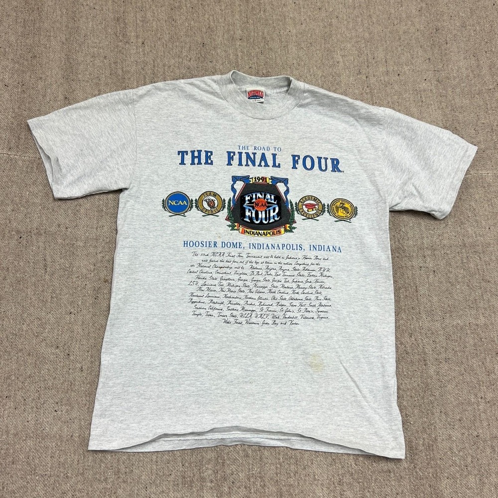 Vintage NCAA Final Four Shirt Mens XL Gray 1991 Basketball Duke